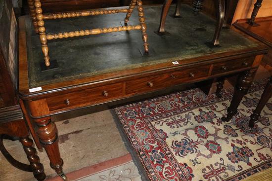 Large Victorian mahogany writing table with two drop leaves